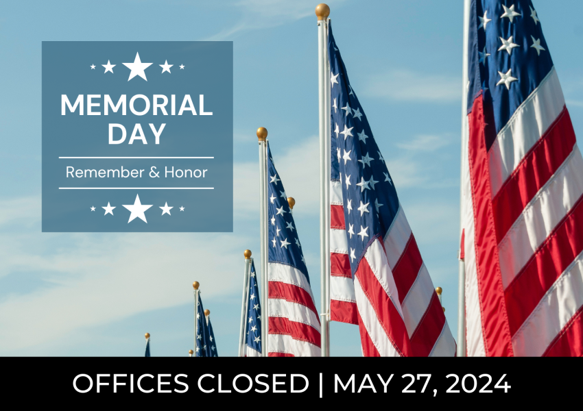 Closed for Memorial Day holiday