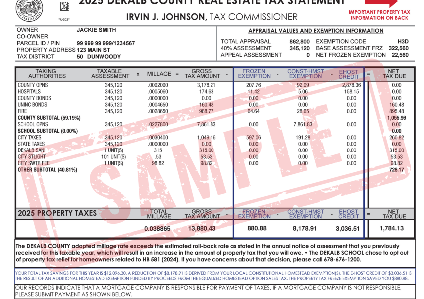 sample tax bill