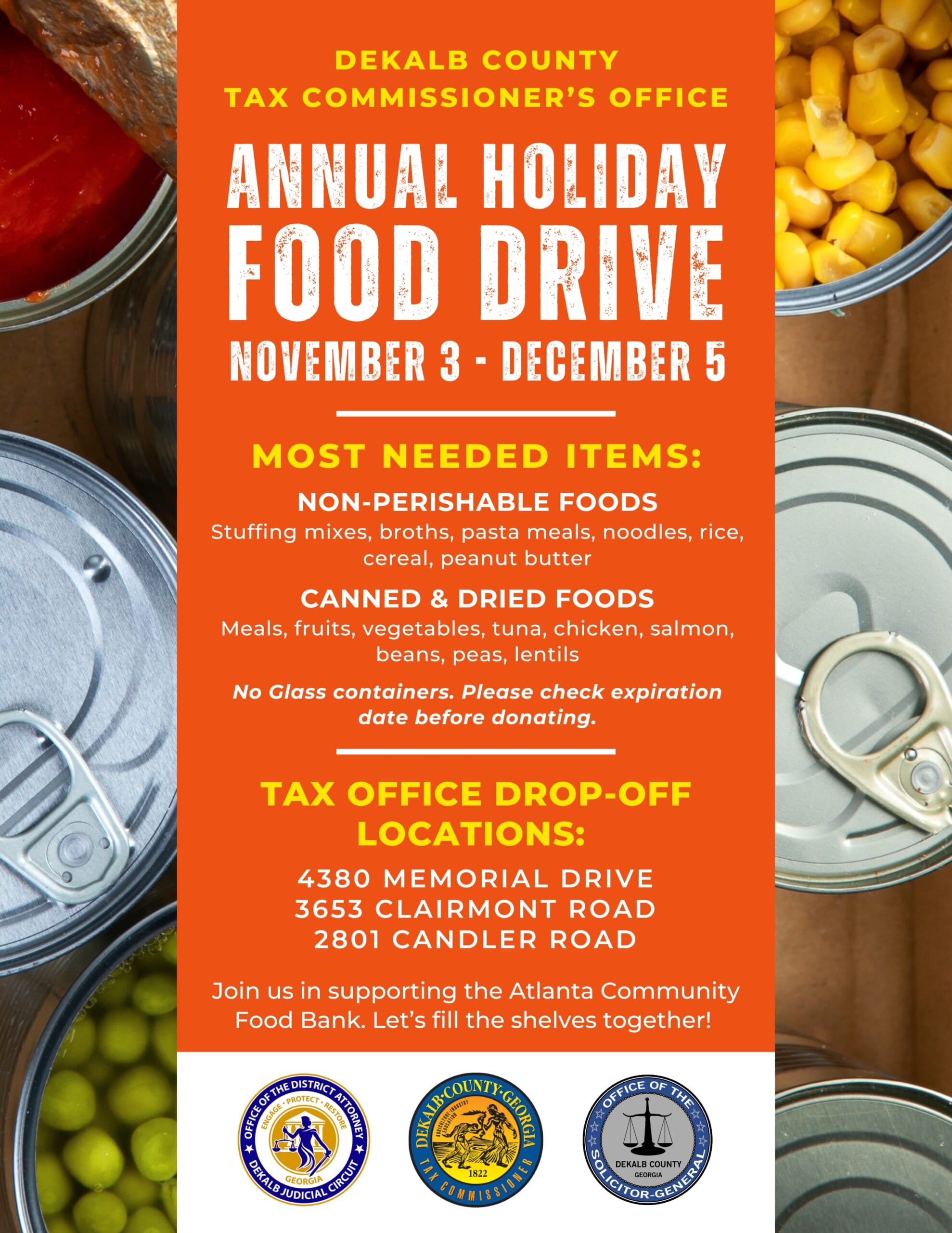 dctc holiday food drive 2025 reminder
